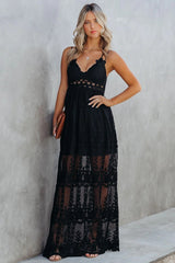 Invite Tranquility Lace Maxi Dress - Black - FINAL SALE