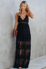 Invite Tranquility Lace Maxi Dress - Black - FINAL SALE