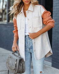Jaison Pocketed Colorblock Shacket - Taupe Rust - FINAL SALE