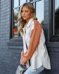 Jaison Pocketed Colorblock Shacket - Taupe Rust - FINAL SALE