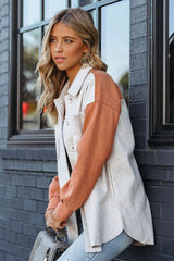 Jaison Pocketed Colorblock Shacket - Taupe Rust