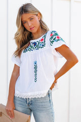 Jakota Cotton Embroidered Babydoll Top