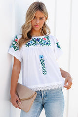 Jakota Cotton Embroidered Babydoll Top