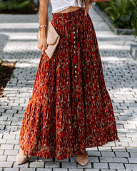 James Printed Tassel Tie Maxi Skirt