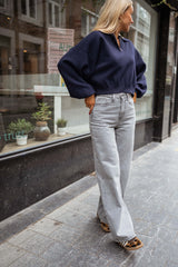 Light Grey Wide-Leg Denim Jeans