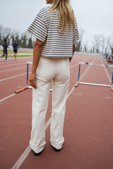 Beige Solid Denim Jeans