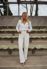 Beige Solid Denim Jeans