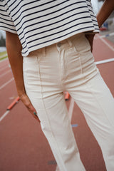 Beige Solid Denim Jeans