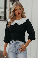 Jules Eyelet Collar Knit Sweater - FINAL SALE