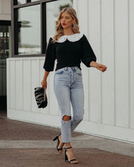 Jules Eyelet Collar Knit Sweater - FINAL SALE