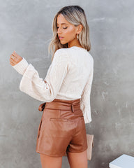 Julianna Cropped Cable Knit Sweater Top