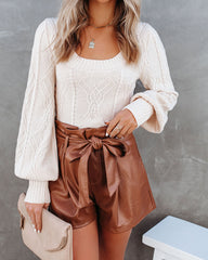 Julianna Cropped Cable Knit Sweater Top