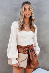 Julianna Cropped Cable Knit Sweater Top