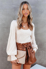 Julianna Cropped Cable Knit Sweater Top