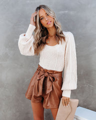 Julianna Cropped Cable Knit Sweater Top