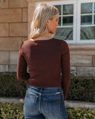 Kadine Crop Knit Cutout Sweater - Brown - FINAL SALE