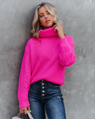 Kaio Turtleneck Knit Sweater - Fuchsia