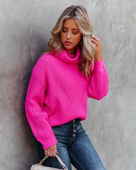 Kaio Turtleneck Knit Sweater - Fuchsia