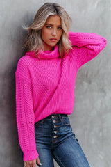 Kaio Turtleneck Knit Sweater - Fuchsia