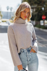 Kaylon Ribbed Turtleneck Knit Sweater - Taupe - FINAL SALE