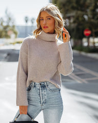 Kaylon Ribbed Turtleneck Knit Sweater - Taupe - FINAL SALE