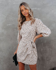 Keeper Printed Tie Dress - Beige