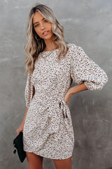 Beige Keeper Printed Tie Dress
