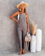 Kiko Pocketed Linen Blend Jumpsuit - Grey