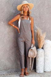 Kiko Pocketed Linen Blend Jumpsuit - Grey