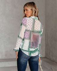 Kollin Mix Print Button Down Blouse