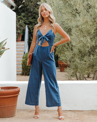 Koloa Cotton Tie Front Jumpsuit - Navy - FINAL SALE
