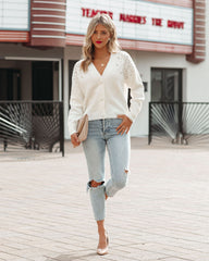 Korbyn Embellished Knit Cardigan - Cream