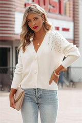 Korbyn Embellished Knit Cardigan - Cream