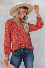 Krishan Floral Ruffle Button Down Blouse