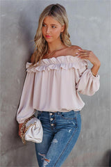 Lalette Off The Shoulder Ruffle Blouse - Ecru