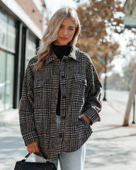 Lamont Pocketed Houndstooth Knit Shacket
