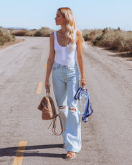 Layla Ribbed Tank Bodysuit - White