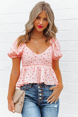 Lovebug Puff Sleeve Peplum Top