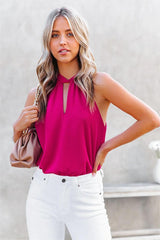 Maisey Keyhole Halter Tank - Fuchsia