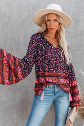 Boho Floral Print Blouse