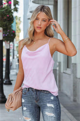 Mariana Textured Cowl Neck Cami Tank - Lavender