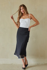 Sleek Polka Dot Midi Skirt