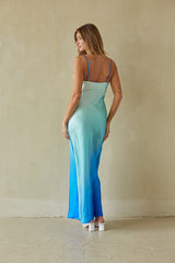 Butter Blue Satin Maxi Dress
