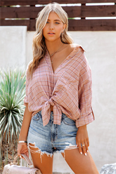 Monday Cotton Plaid High Low Shirt - Mocha