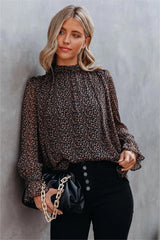 Norris Leopard Chiffon Ruffle Blouse