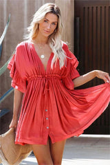 Found Love Pleated Romper - Wine