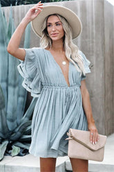 Found Love Pleated Romper - Powder Blue