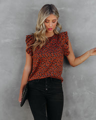 Oscar Leopard Ruffle Knit Top