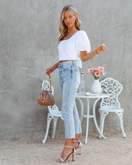 Ozella Cotton Puff Sleeve Crop Top