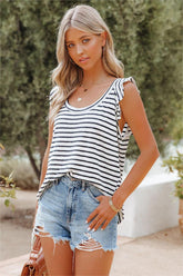 Pammy Cotton Blend Striped Top